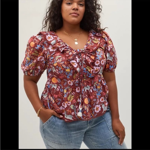 Anthropologie NWT Maeve Ruffled Tie-Front
Blouse Size XSP. - Picture 3 of 15